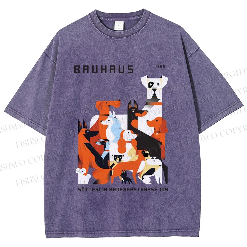 Unisex Bauhaus Dogs Printed Washed Tee