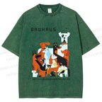 Unisex Bauhaus Dogs Printed Washed Tee
