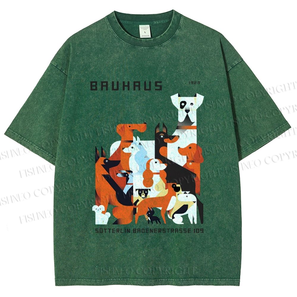 Unisex Bauhaus Dogs Printed Washed Tee