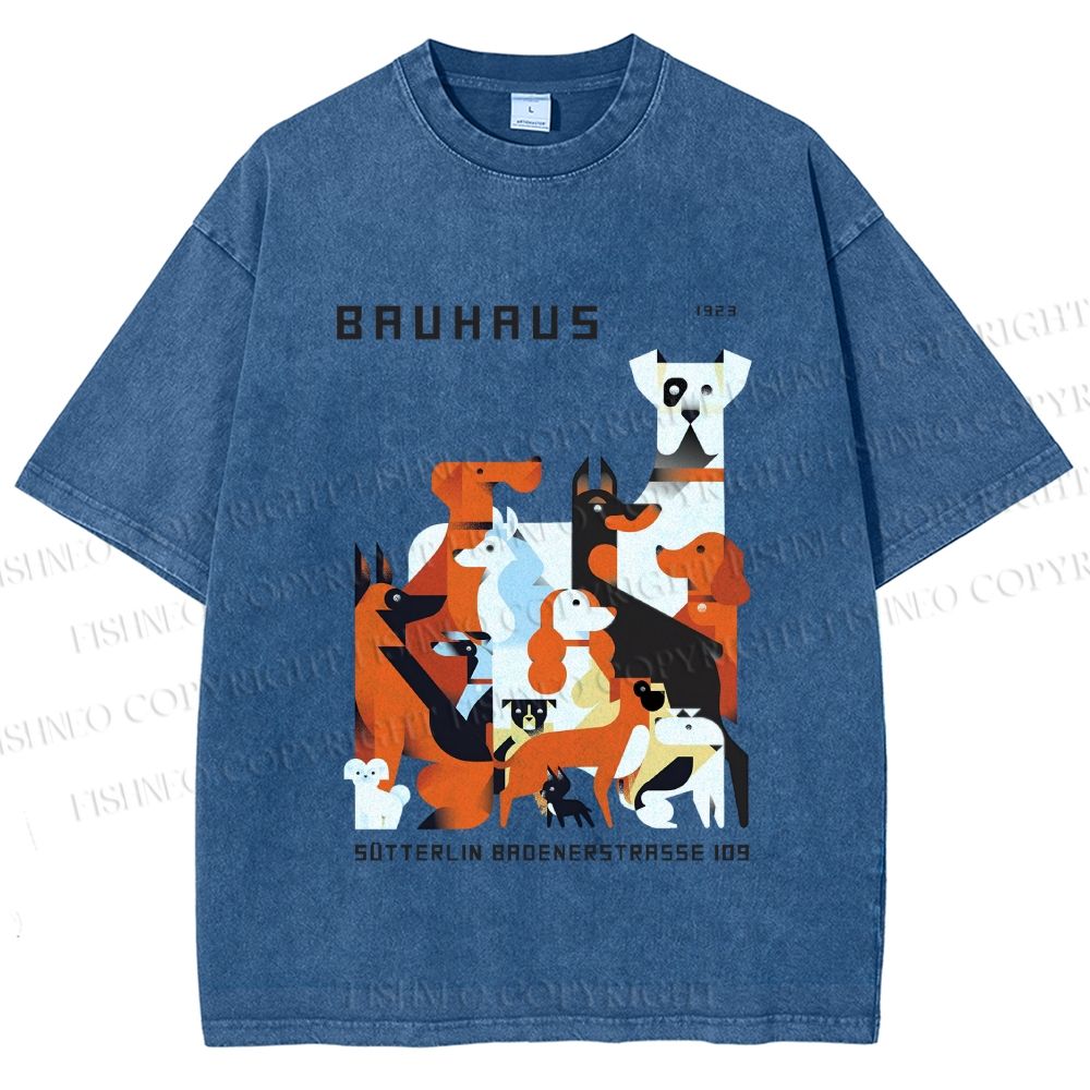 Unisex Bauhaus Dogs Printed Washed Tee