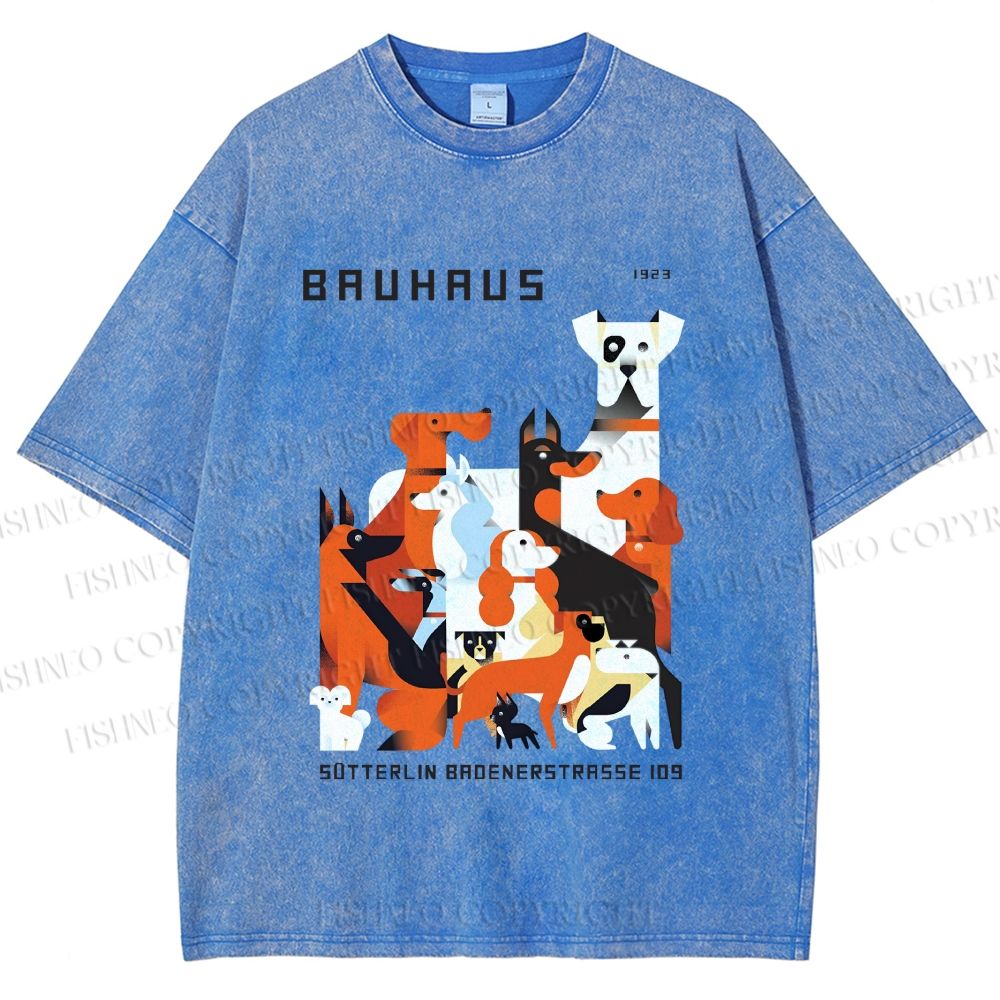 Unisex Bauhaus Dogs Printed Washed Tee
