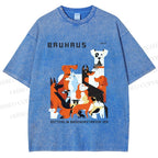 Unisex Bauhaus Dogs Printed Washed Tee