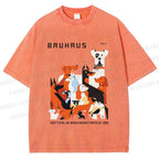 Unisex Bauhaus Dogs Printed Washed Tee