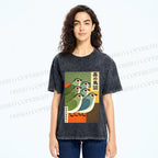 Unisex Vintage Birds Printed Washed Tee