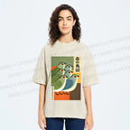 Unisex Vintage Birds Printed Washed Tee