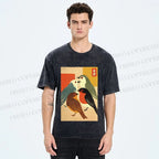 Unisex Vintage Birds Meeting Printed Washed Tee