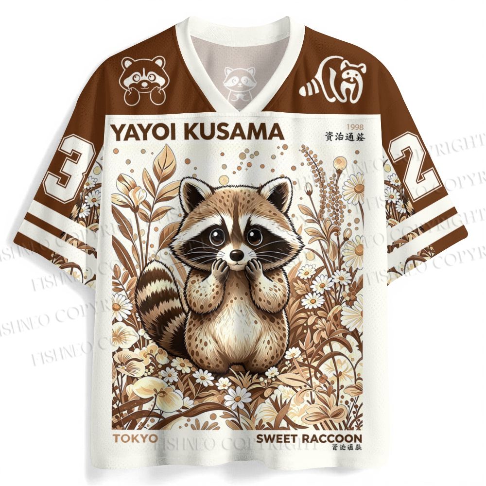Yayoi Kusama Raccoon Jersey Shirts