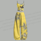 Vintage Birds in Flowers Top & Elasticated Trousers Two-Piece Set