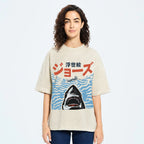 Ukiyoe Jaws Shark Vintage Washed T-shirt