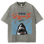 Ukiyoe Jaws Shark Vintage Washed T-shirt
