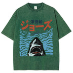 Ukiyoe Jaws Shark Vintage Washed T-shirt