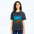 Unisex Nishi Oyama Station Printed Washed Tee
