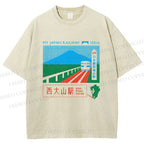 Unisex Nishi Oyama Station Printed Washed Tee