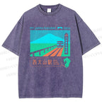 Unisex Nishi Oyama Station Printed Washed Tee