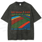 Unisex Biei Station Printed Washed Tee