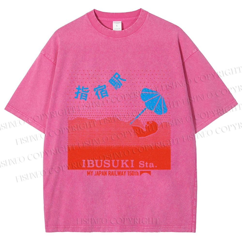 Unisex Ibusuki Station Printed Washed Tee