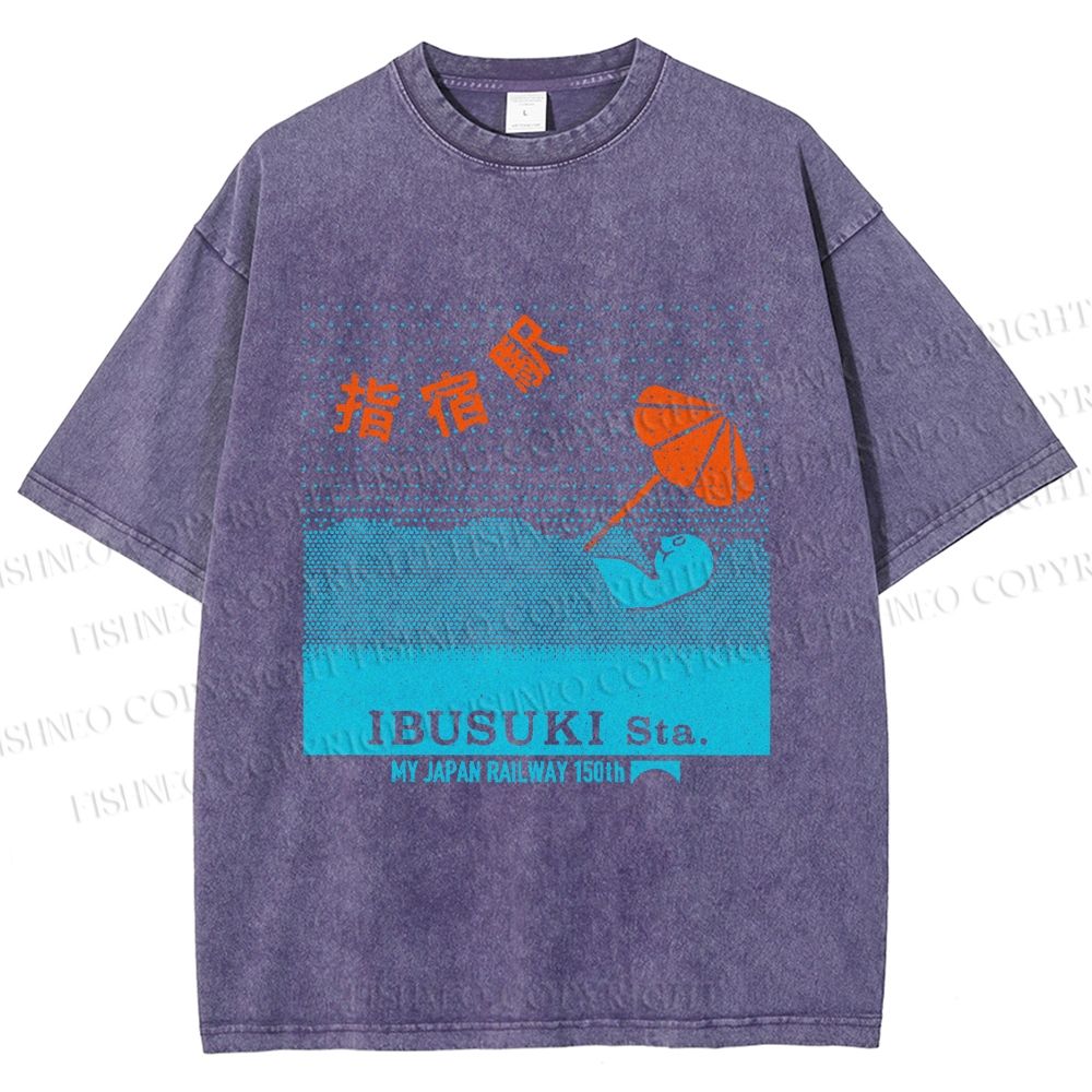 Unisex Ibusuki Station Printed Washed Tee