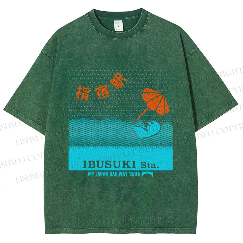 Unisex Ibusuki Station Printed Washed Tee