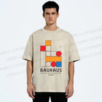 Unisex Bauhaus Colored Building Blocks Printed Washed Tee