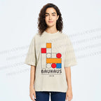 Unisex Bauhaus Colored Building Blocks Printed Washed Tee
