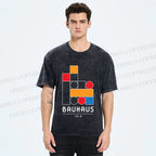 Unisex Bauhaus Colored Building Blocks Printed Washed Tee