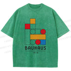 Unisex Bauhaus Colored Building Blocks Printed Washed Tee