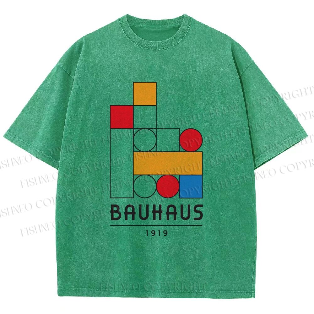 Unisex Bauhaus Colored Building Blocks Printed Washed Tee