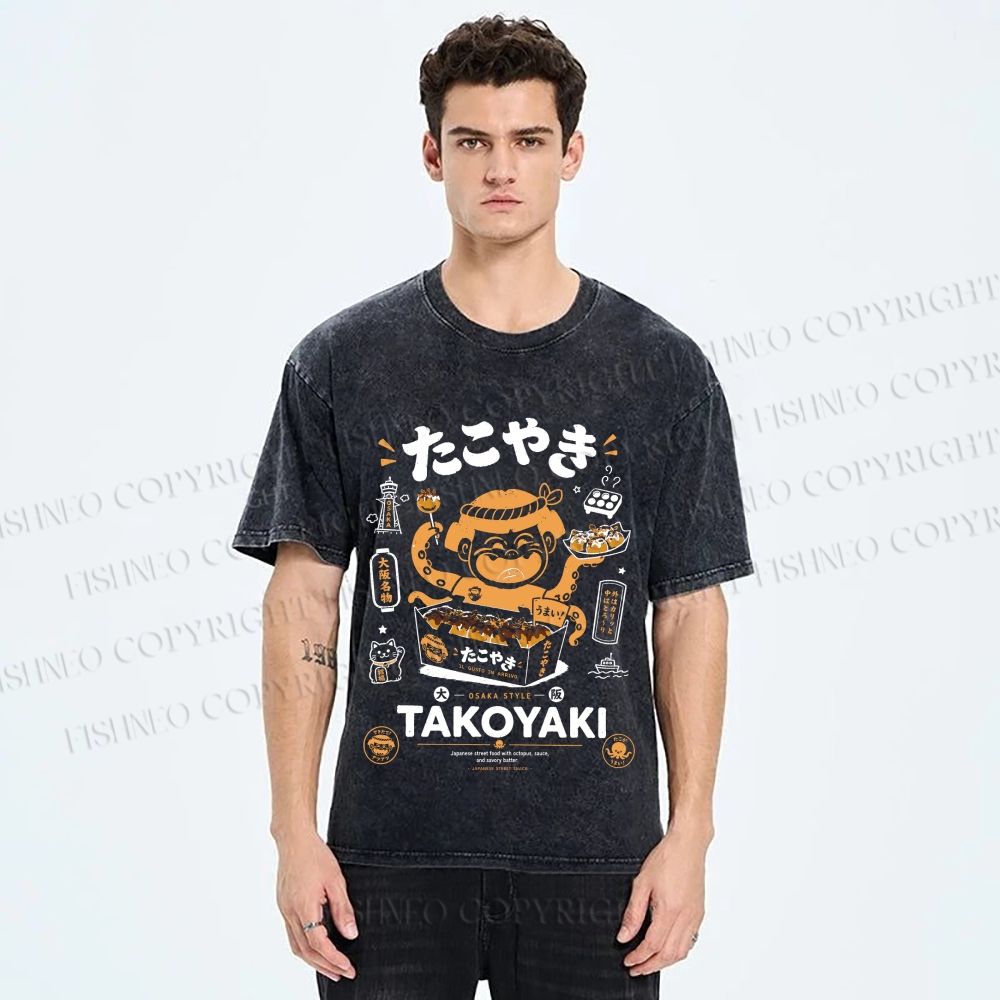 Unisex Osaka Takoyaki Printed Washed Tee