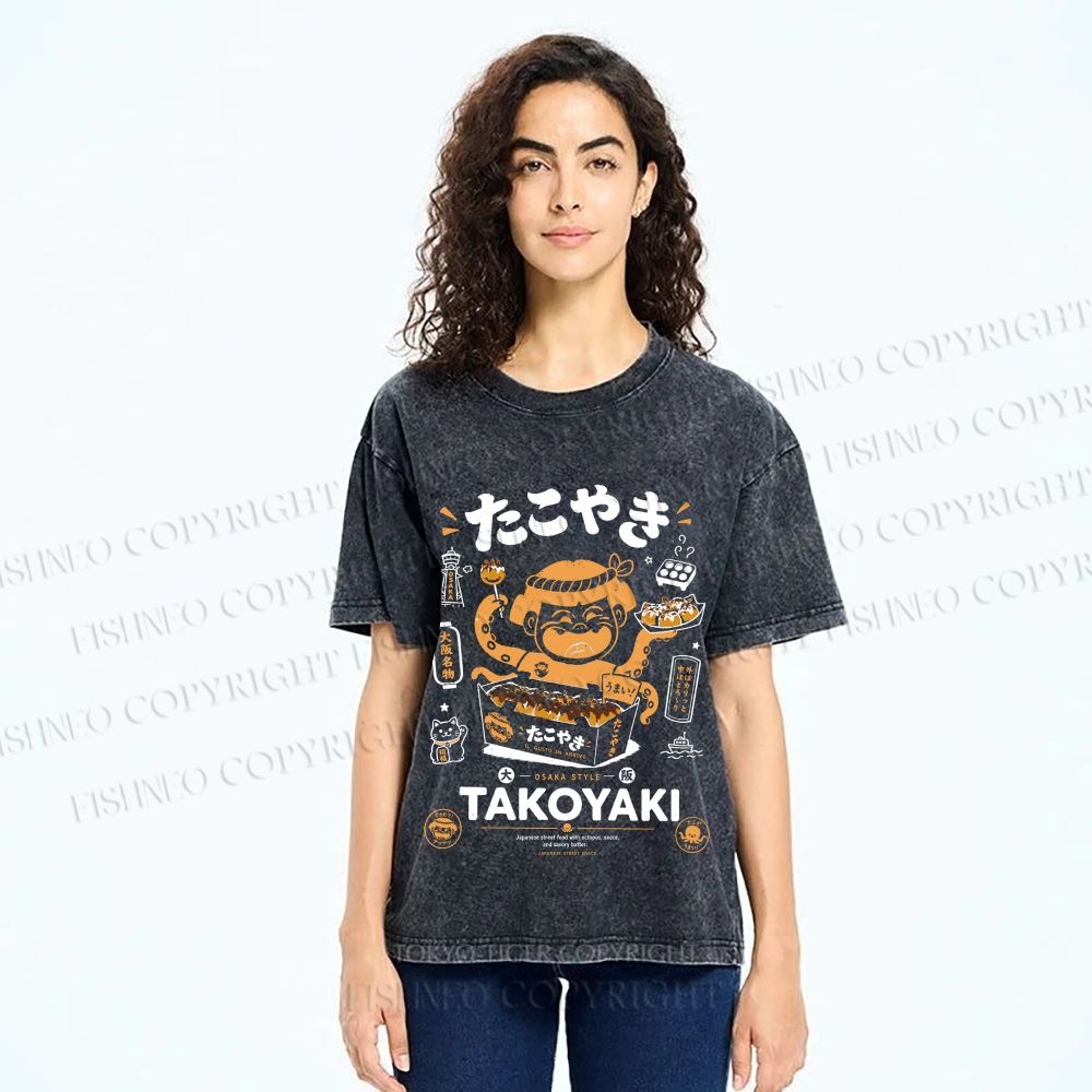 Unisex Osaka Takoyaki Printed Washed Tee