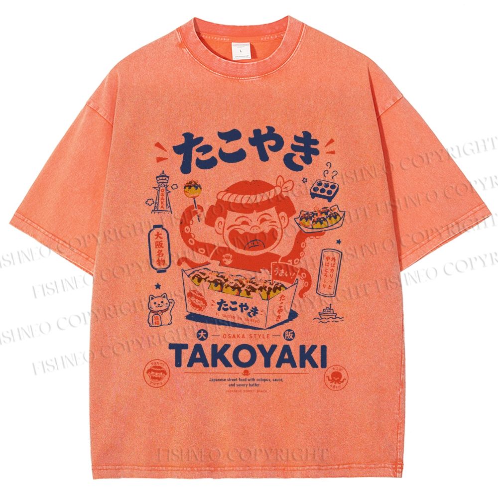 Unisex Osaka Takoyaki Printed Washed Tee