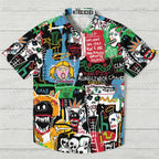 Jean-Michel Basquiat Style Doodle Printed Hawaiian Shirt