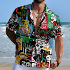 Jean-Michel Basquiat Style Doodle Printed Hawaiian Shirt