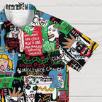 Jean-Michel Basquiat Style Doodle Printed Hawaiian Shirt