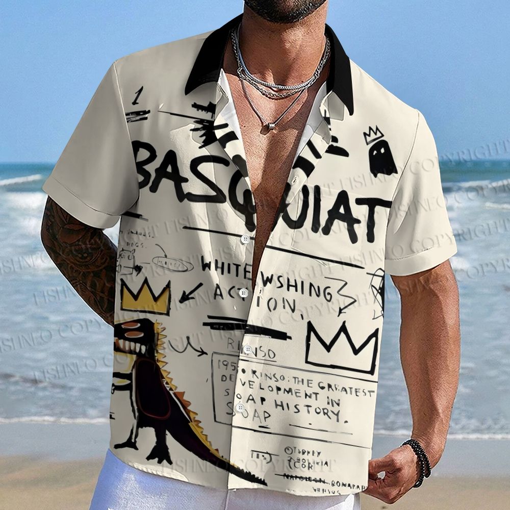 Basquiat Crown Dinosaur Hawaiian Shirt