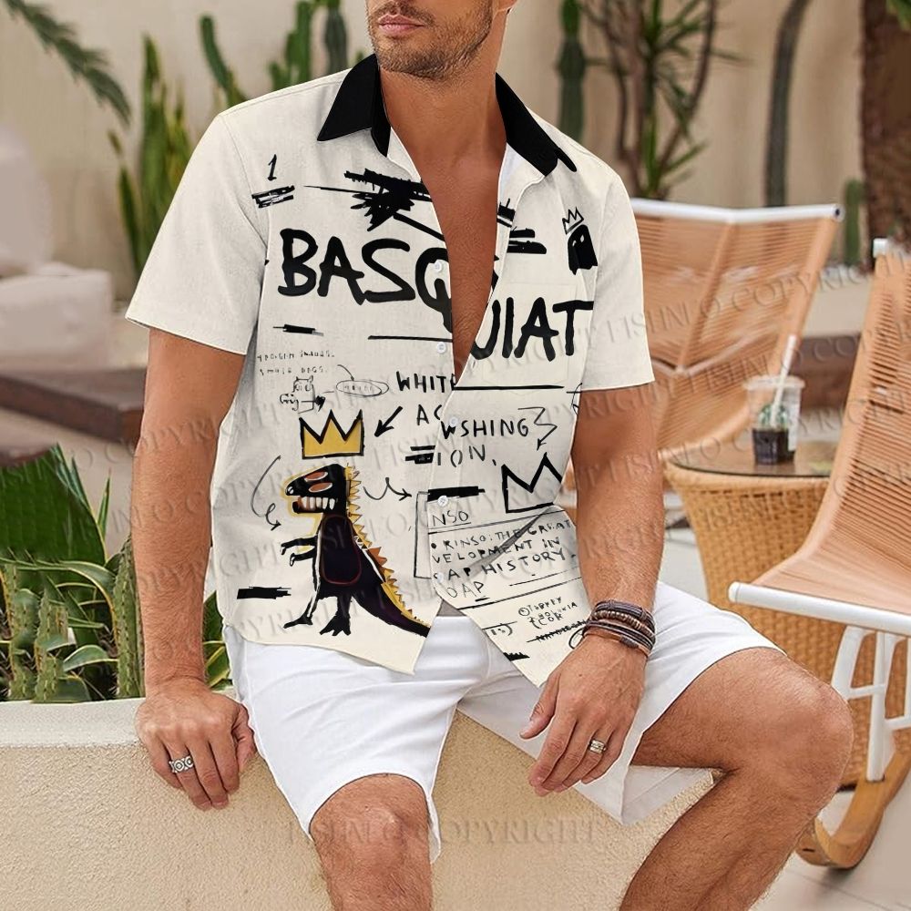 Basquiat Crown Dinosaur Hawaiian Shirt