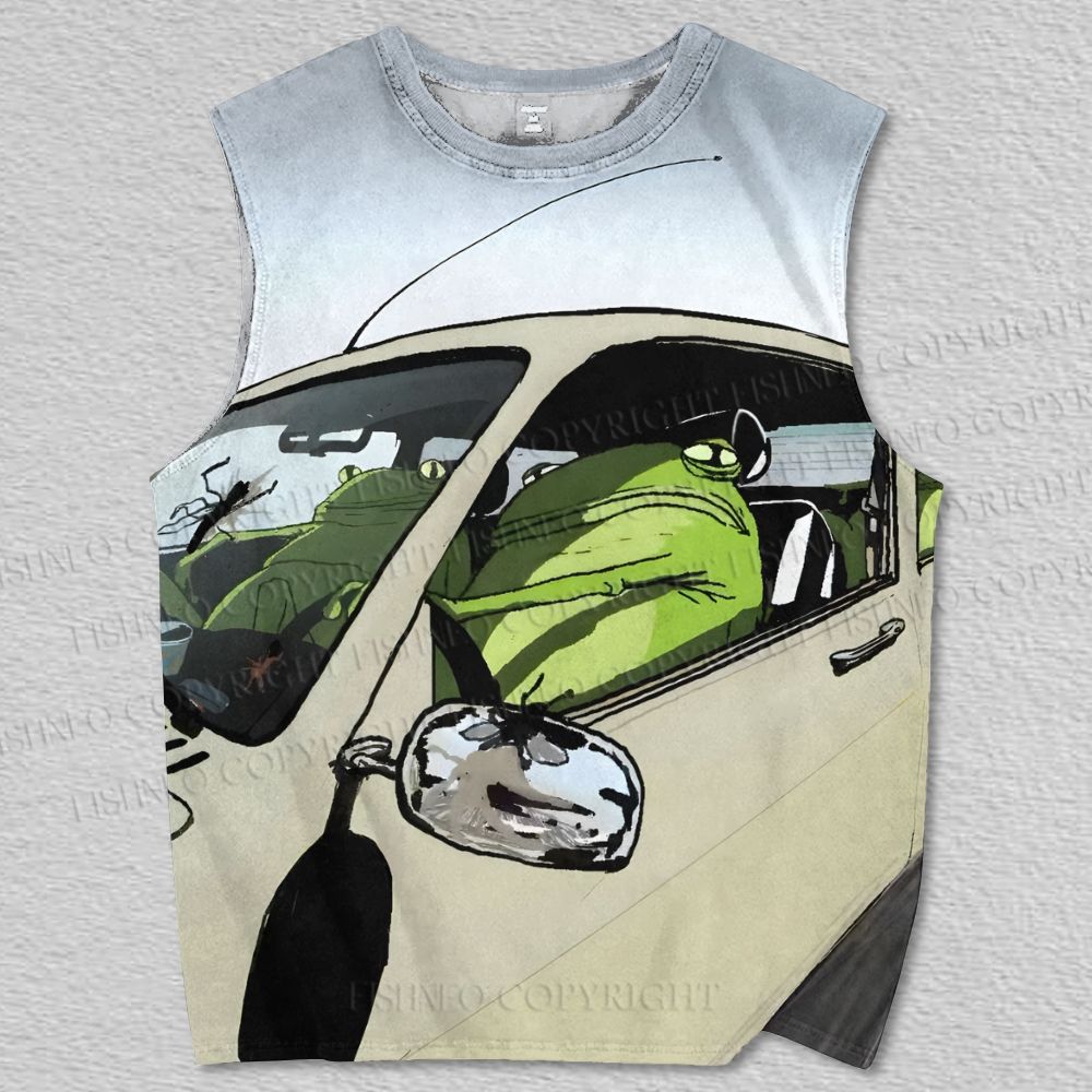 Unisex Arrogant Frog Driving Printed Tank Top