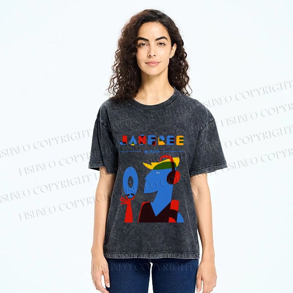 Unisex Bauhaus Style Music Man Printed Washed Tee