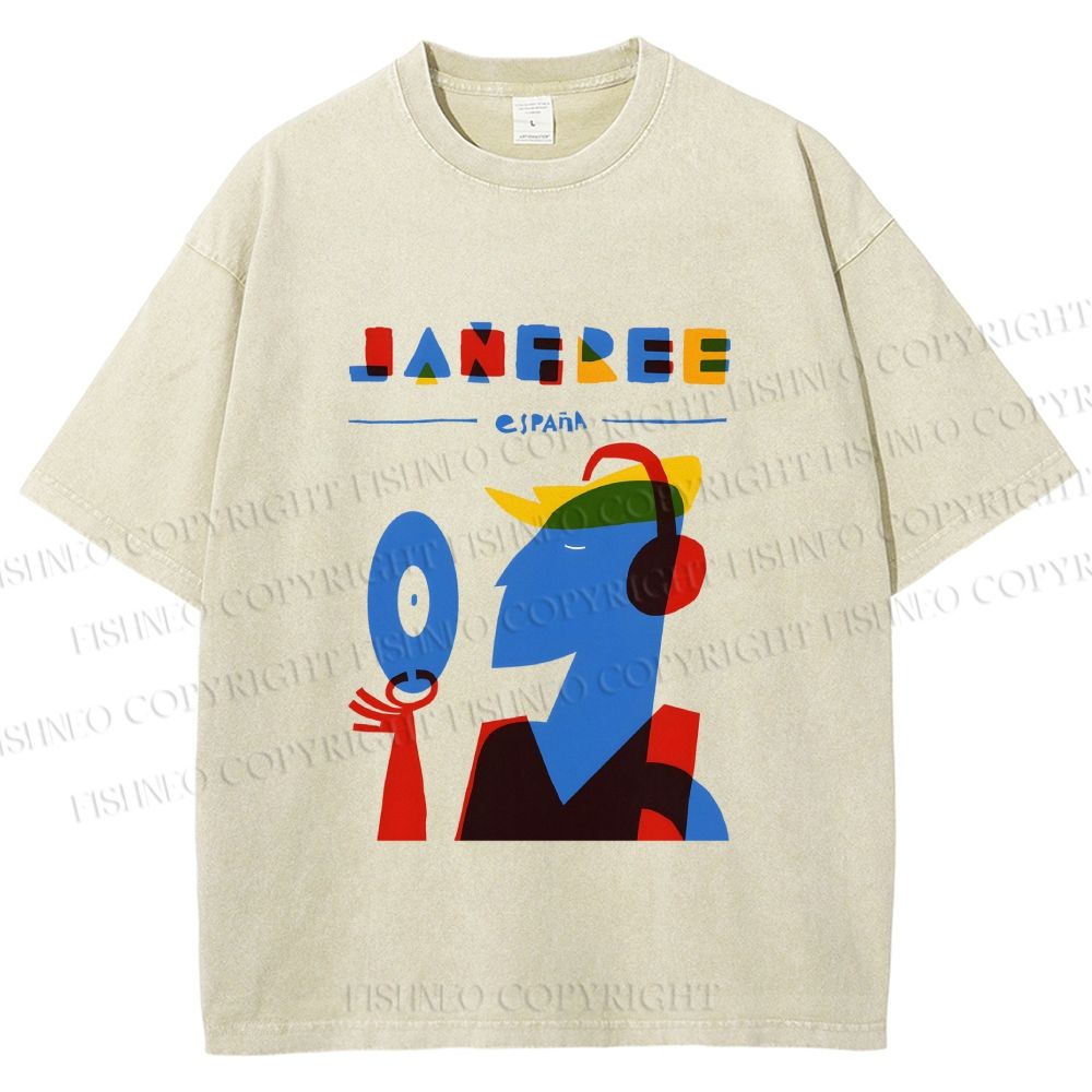 Unisex Bauhaus Style Music Man Printed Washed Tee
