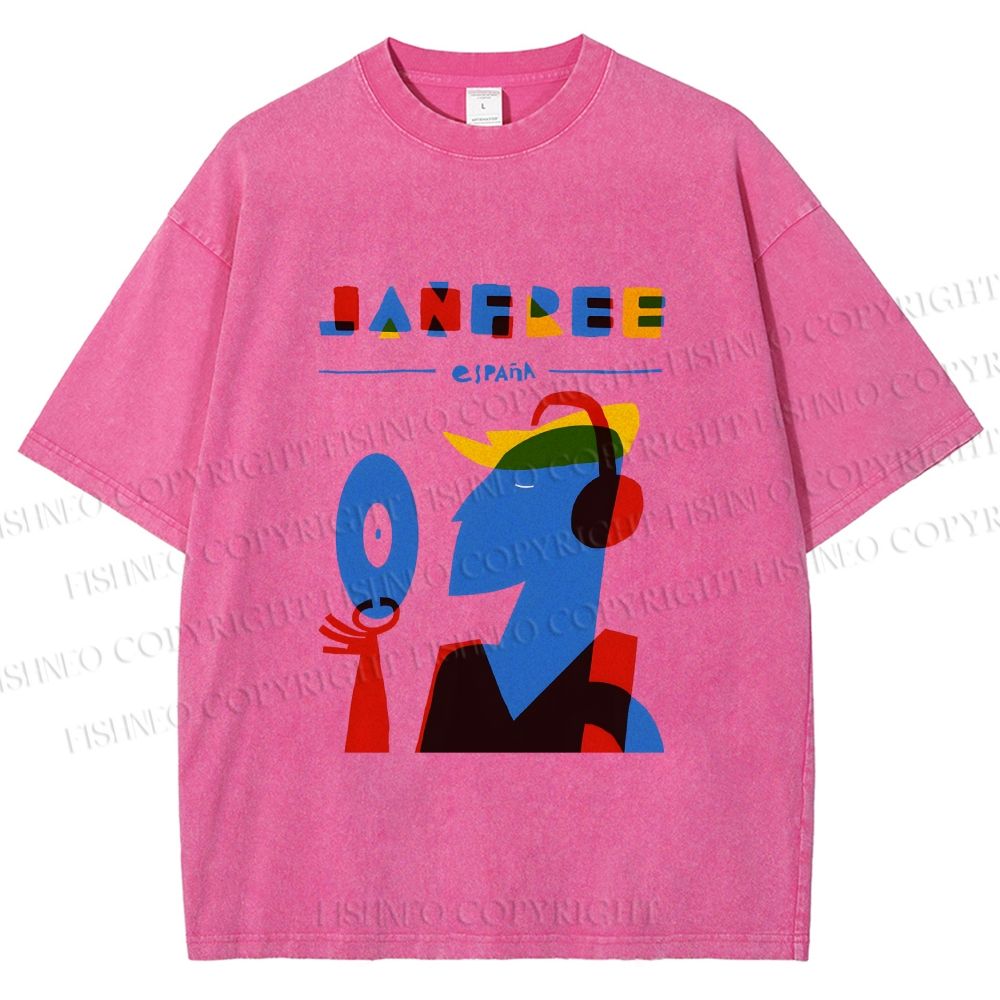 Unisex Bauhaus Style Music Man Printed Washed Tee