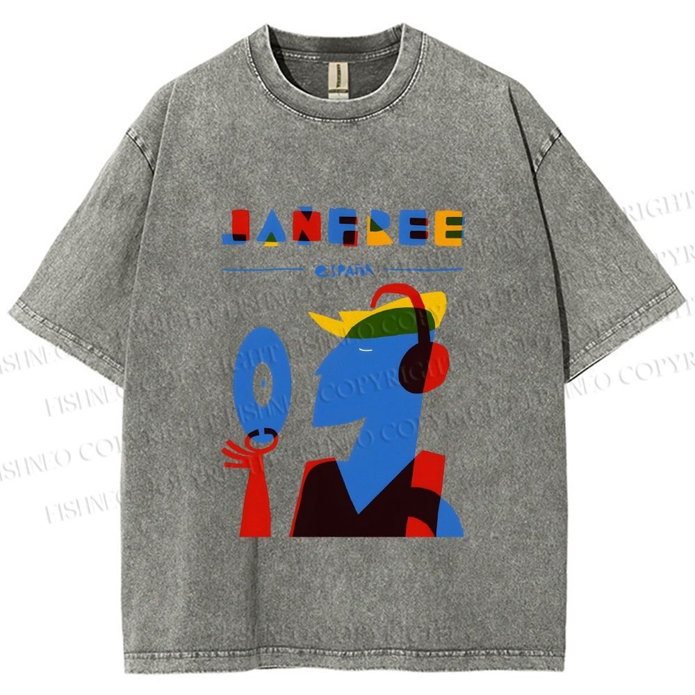 Unisex Bauhaus Style Music Man Printed Washed Tee