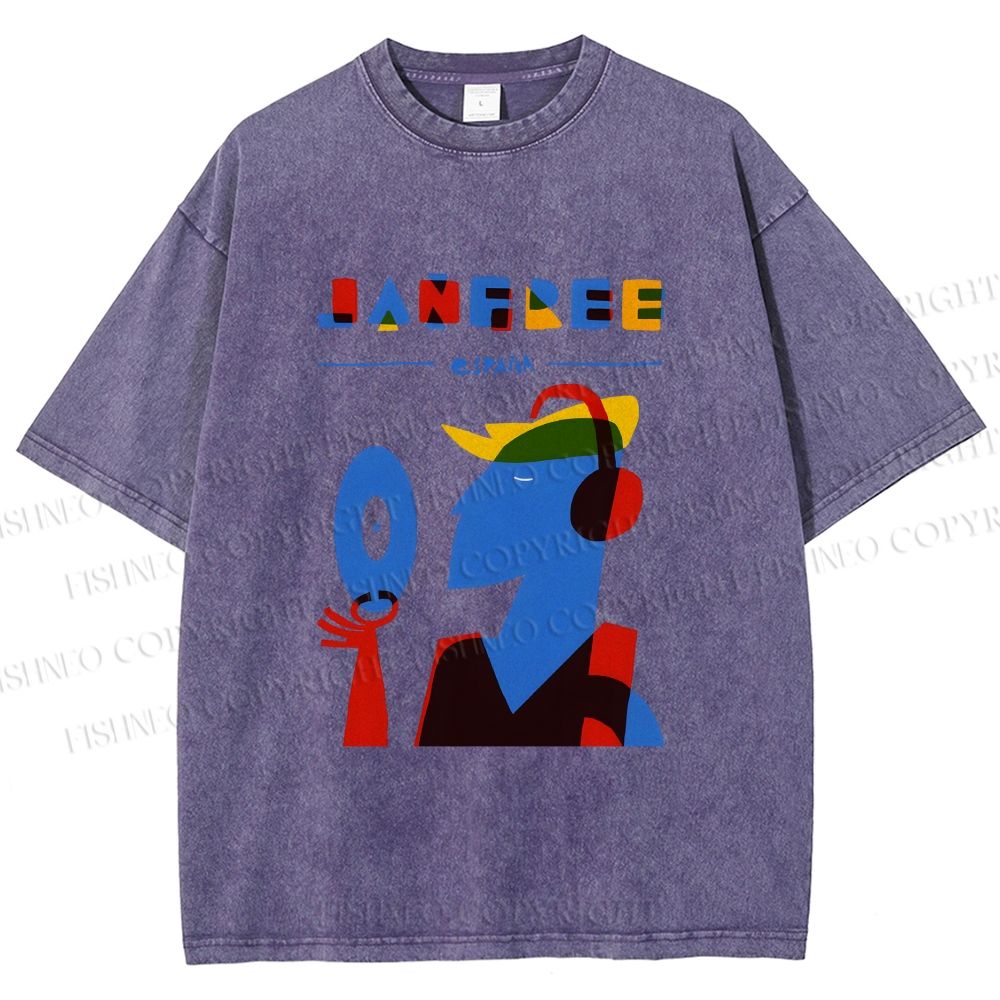 Unisex Bauhaus Style Music Man Printed Washed Tee