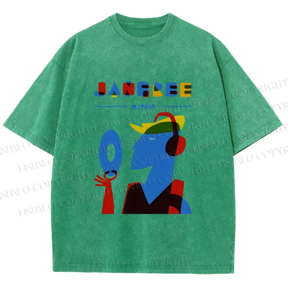 Unisex Bauhaus Style Music Man Printed Washed Tee