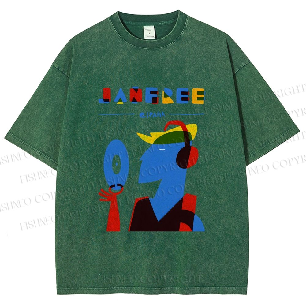 Unisex Bauhaus Style Music Man Printed Washed Tee