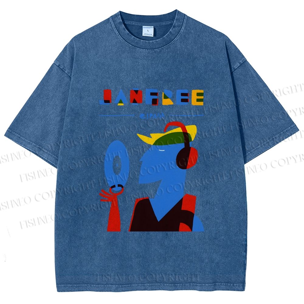 Unisex Bauhaus Style Music Man Printed Washed Tee