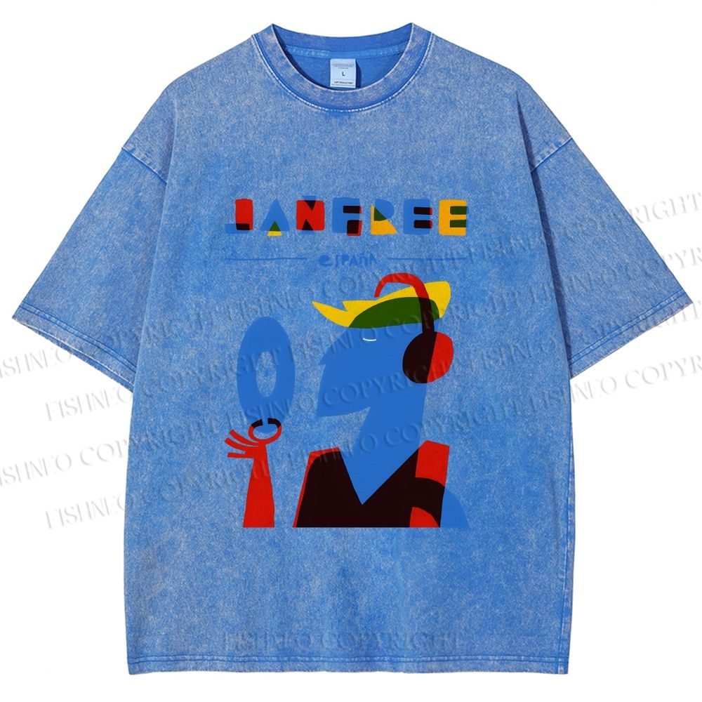 Unisex Bauhaus Style Music Man Printed Washed Tee