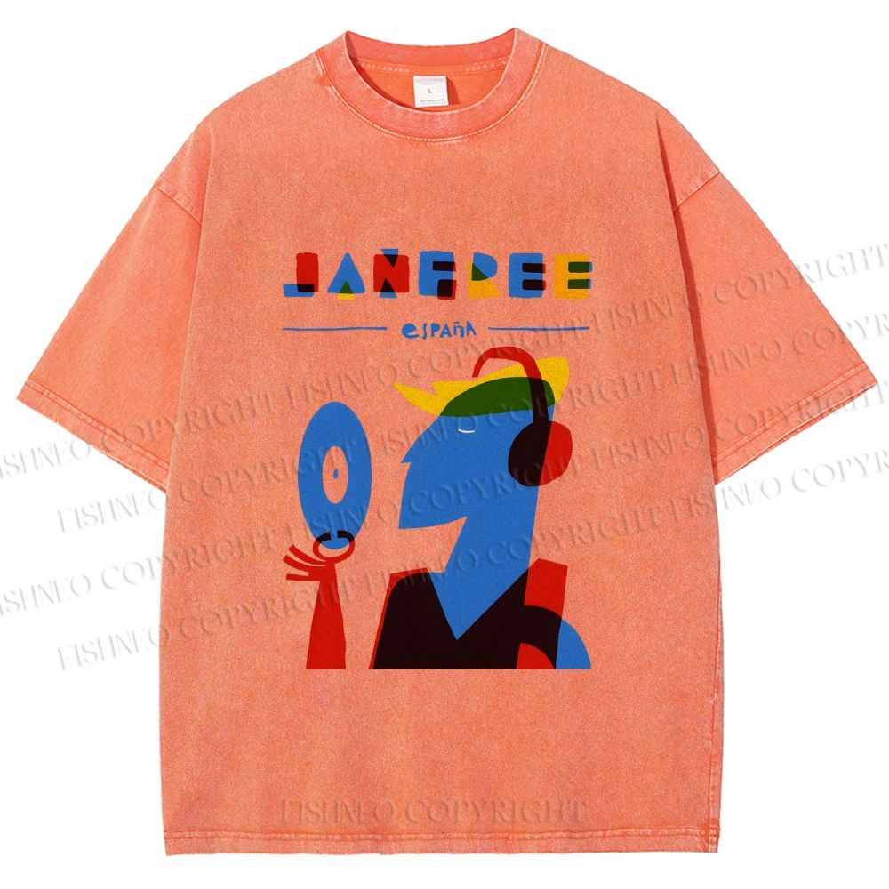 Unisex Bauhaus Style Music Man Printed Washed Tee