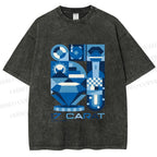 Unisex Blue Diamond Bauhaus Design Printed Washed Tee
