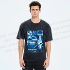 Unisex Blue Diamond Bauhaus Design Printed Washed Tee