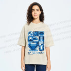 Unisex Blue Diamond Bauhaus Design Printed Washed Tee