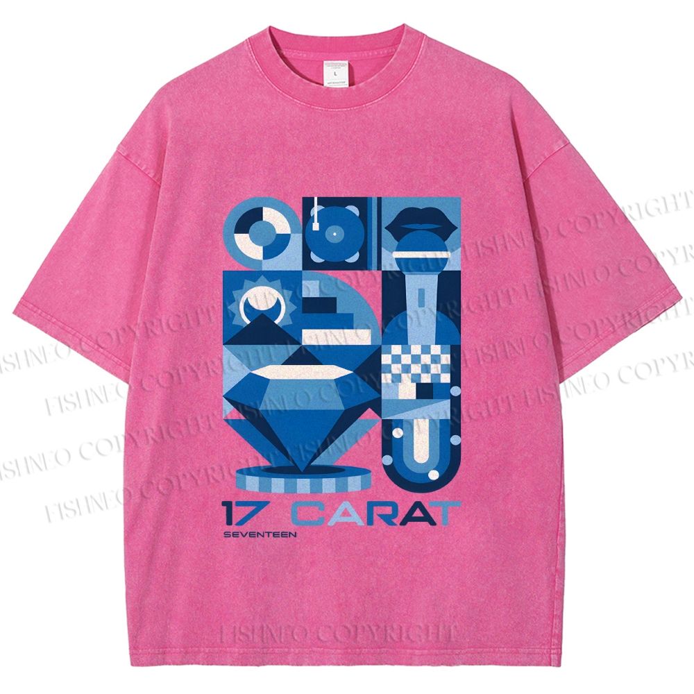 Unisex Blue Diamond Bauhaus Design Printed Washed Tee